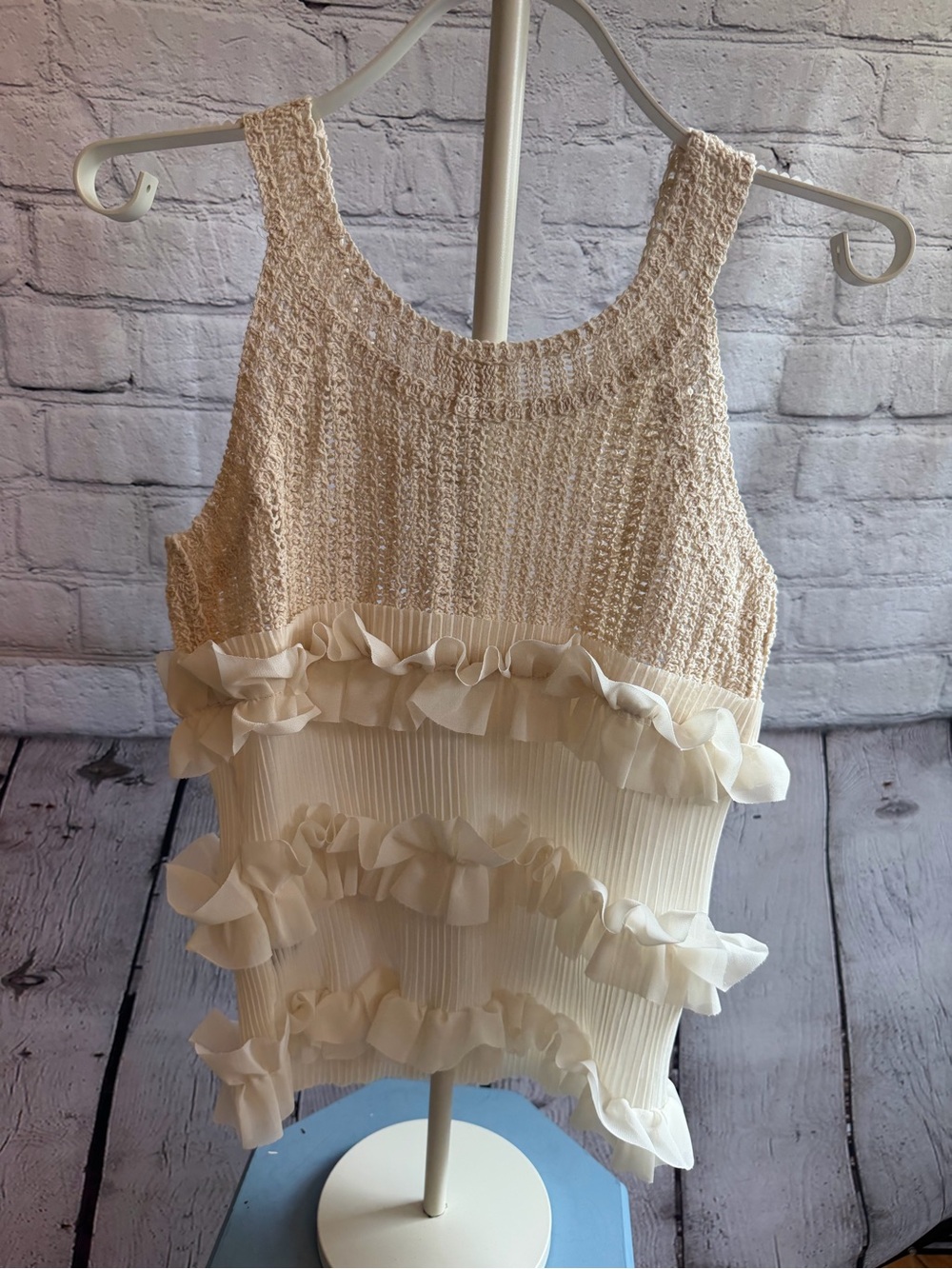 POL Cream Ruffle Knit Camisole